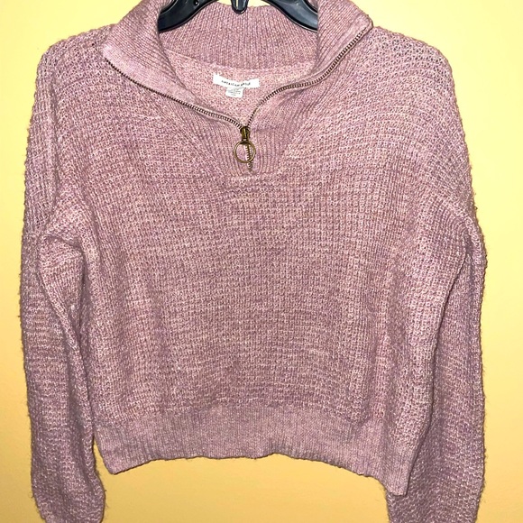 American Eagle Outfitters Sweaters - American Eagle Quarter Zip Cozy Sweater (SZ:Small, Color Pink) Great Condition